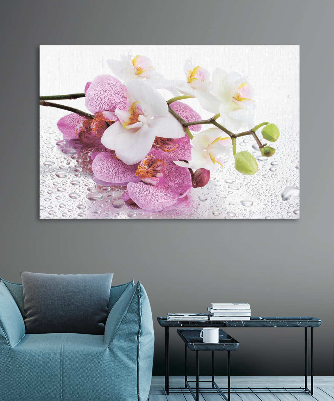 Orchidey s kvapkami rosy — interiér 3