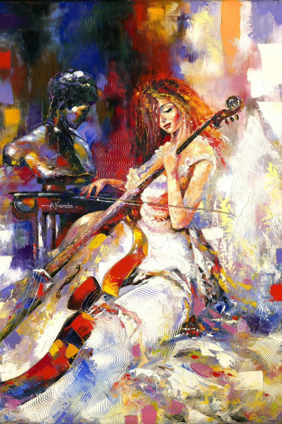 Violončelo v pohybe — celý dizajn