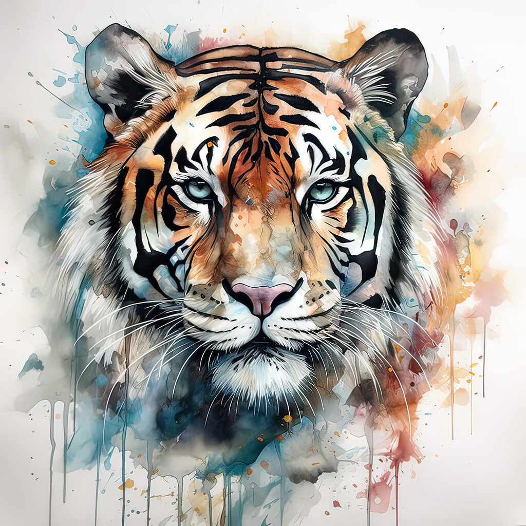 Tiger v chladných striekancoch — celý dizajn