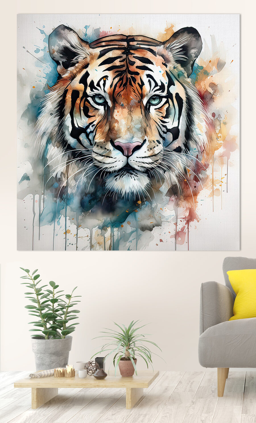 Tiger v chladných striekancoch — interiér 1