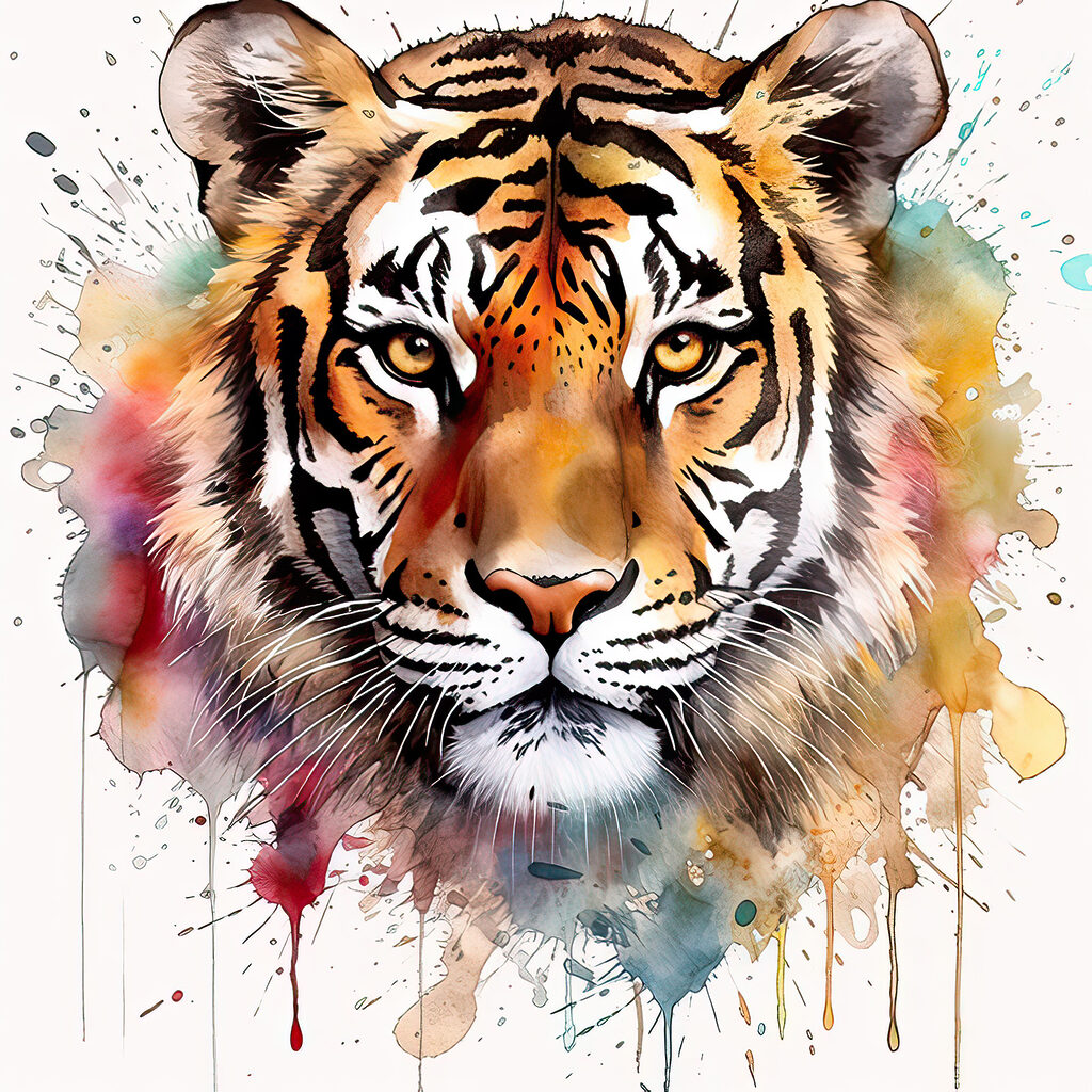 Tiger s teplým pohľadom — celý dizajn