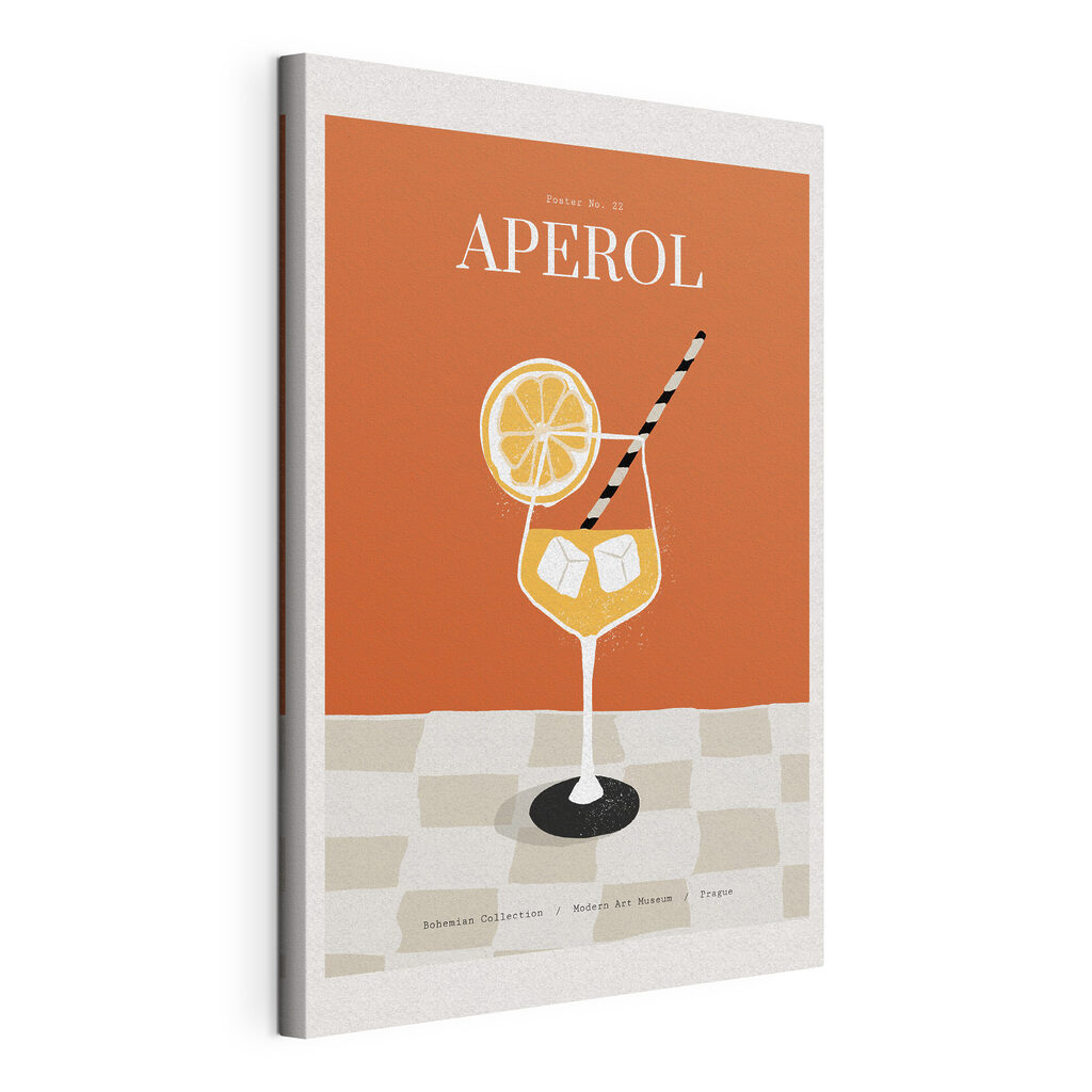 Aperol na šachovnici: napnuté plátno a obtočený okraj