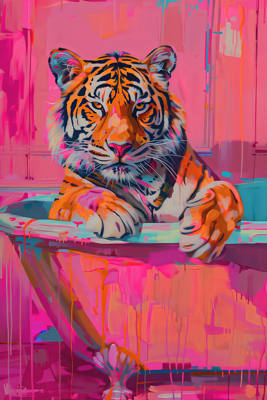 Tiger na ružových ťahoch — celý dizajn