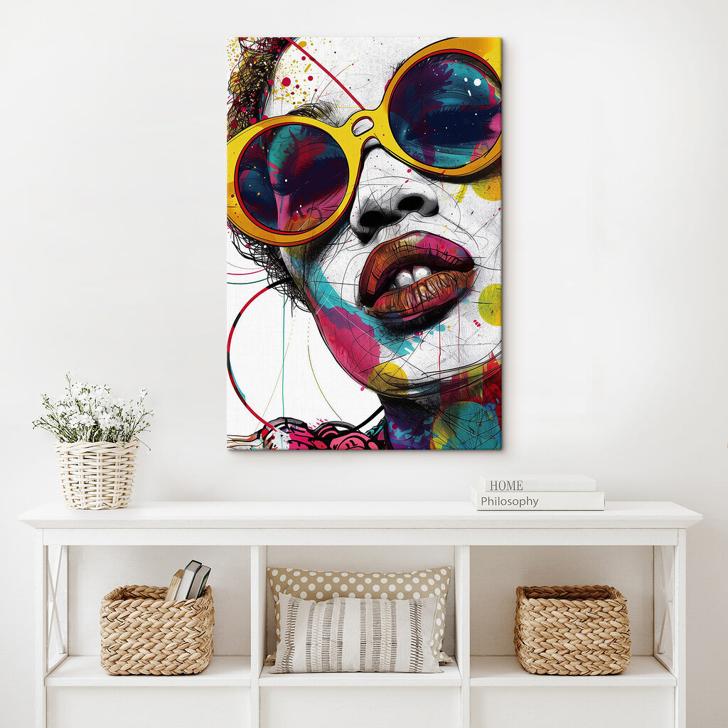 Pop-art portrét v okuliaroch — interiér 2