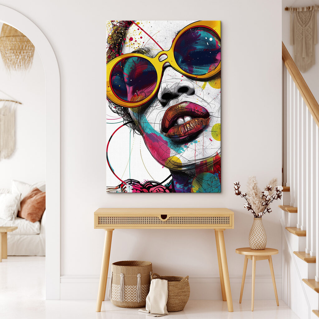 Pop-art portrét v okuliaroch — interiér 1