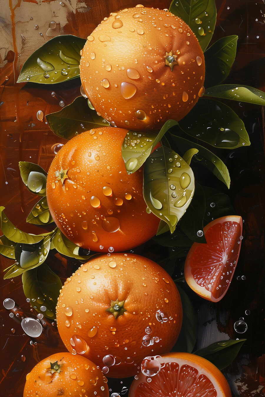 Citrusy na mokrom konári — celý dizajn