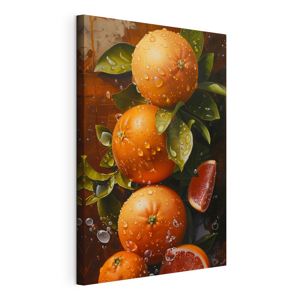 Citrusy na mokrom konári — pohľad na tovar