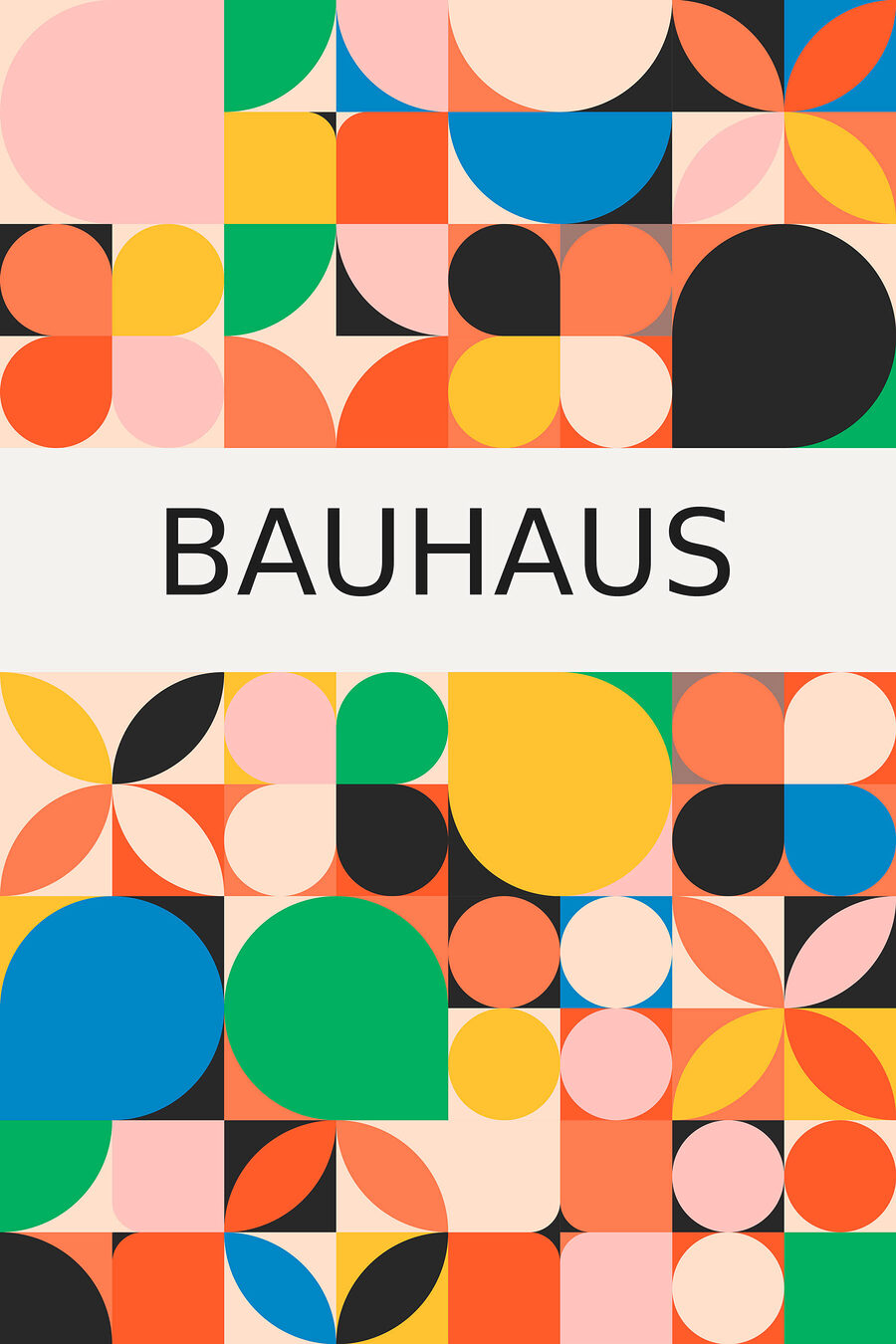 Bauhaus vo veselých štvrťkruhoch — celý dizajn