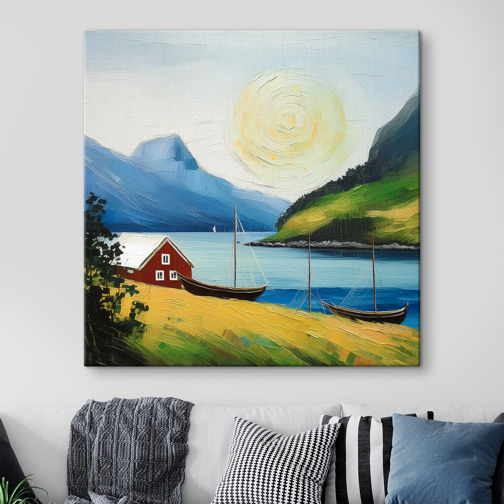 Červený domček pri fjorde — interiér 1