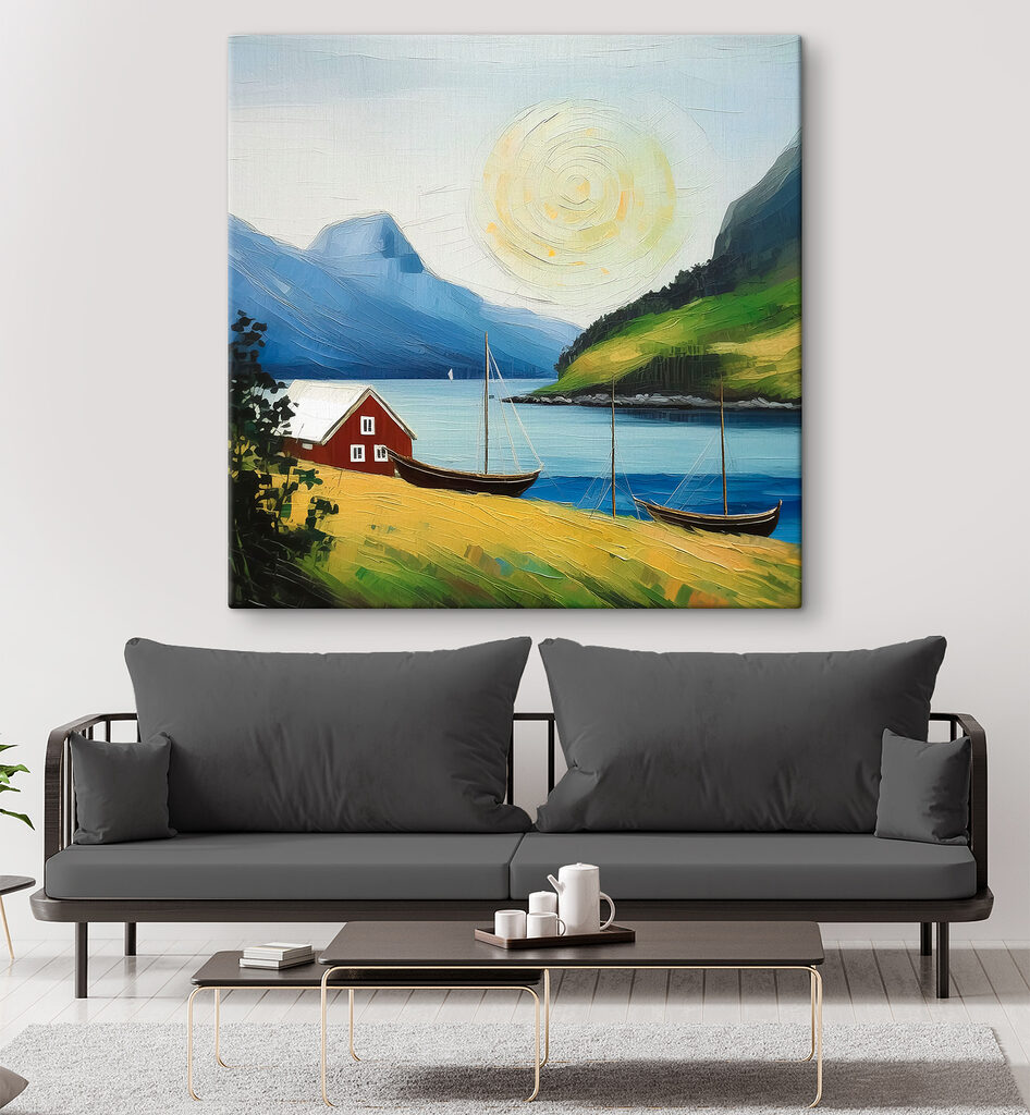 Červený domček pri fjorde — interiér 2