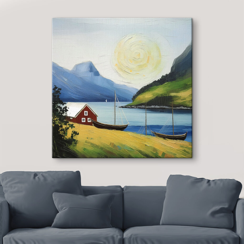 Červený domček pri fjorde — interiér 3
