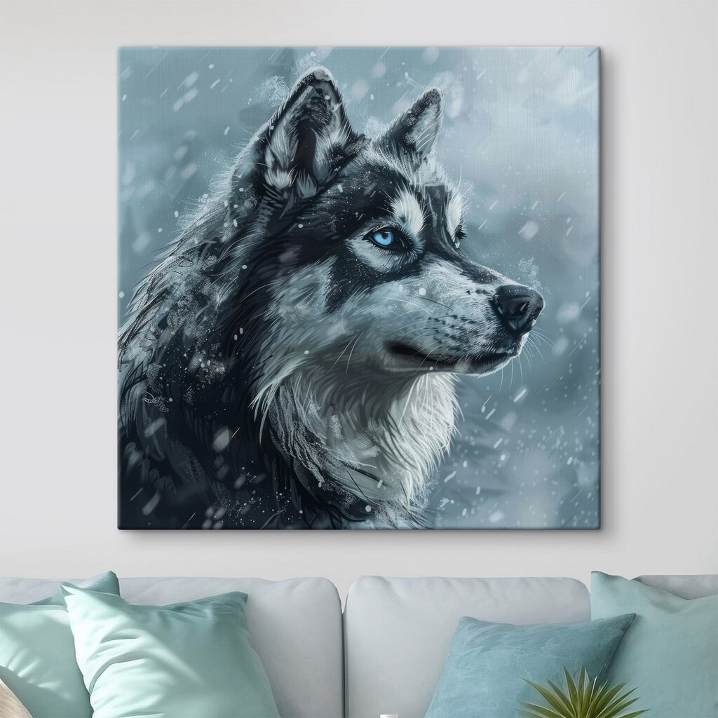 Husky v snehu — interiér 4