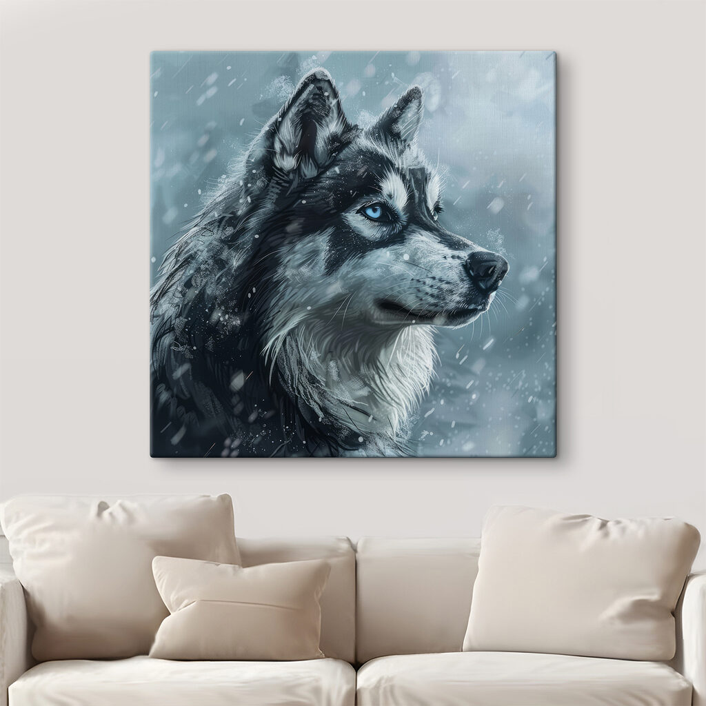 Husky v snehu — interiér 3