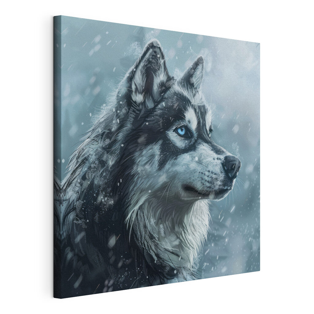 Husky v snehu — pohľad na tovar