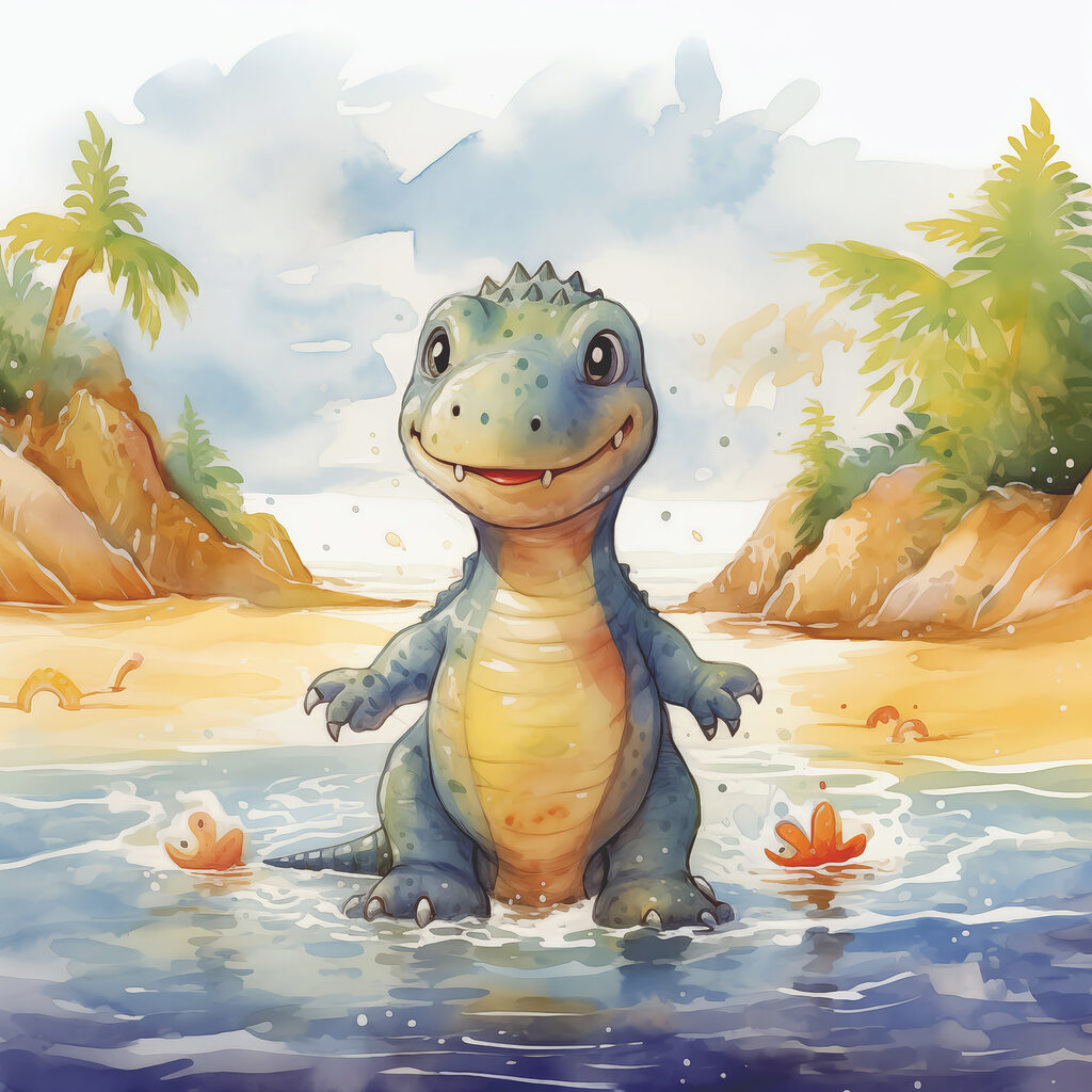 Dinosaurus v plytkej vode — celý dizajn