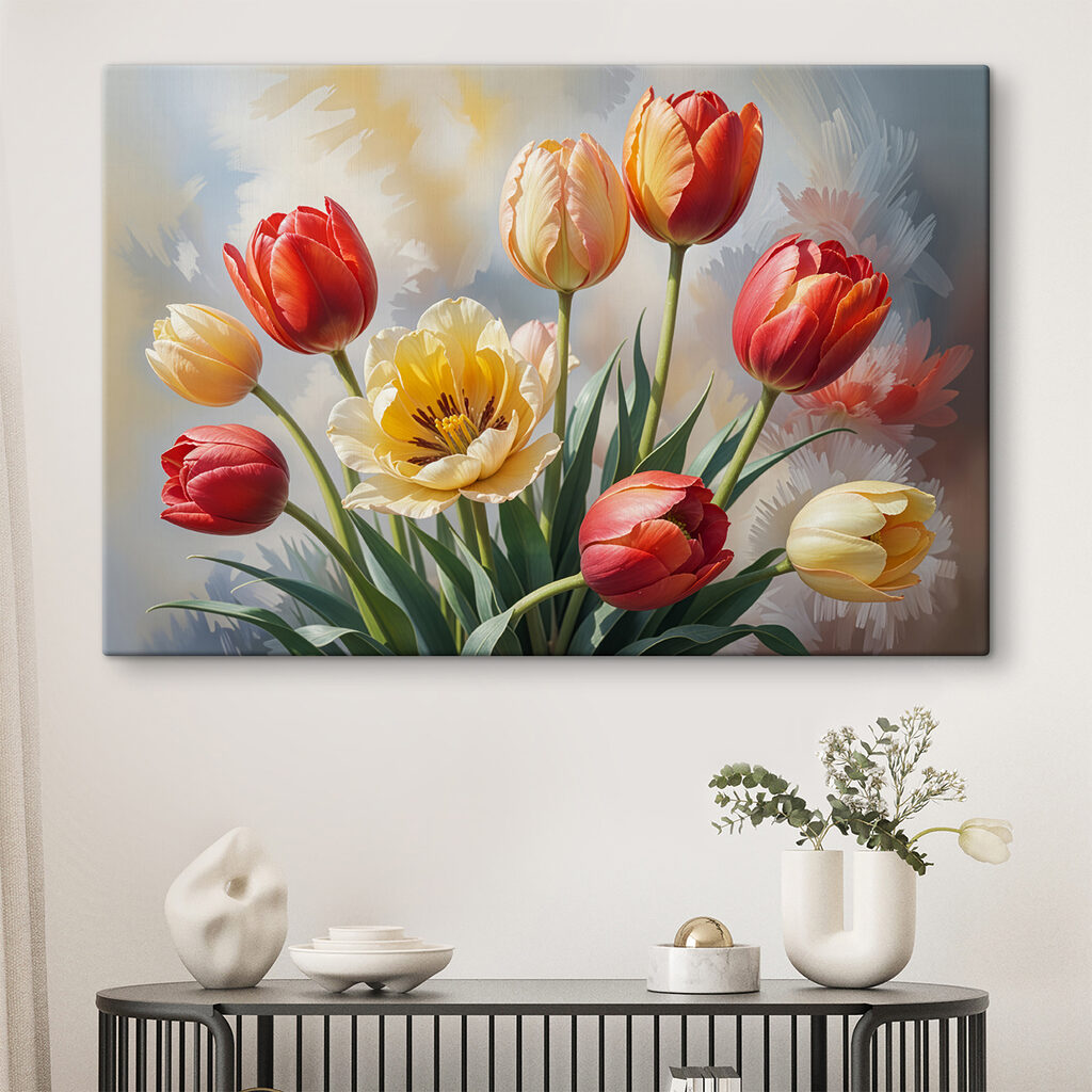 Tulipány v jarných farbách — interiér 1