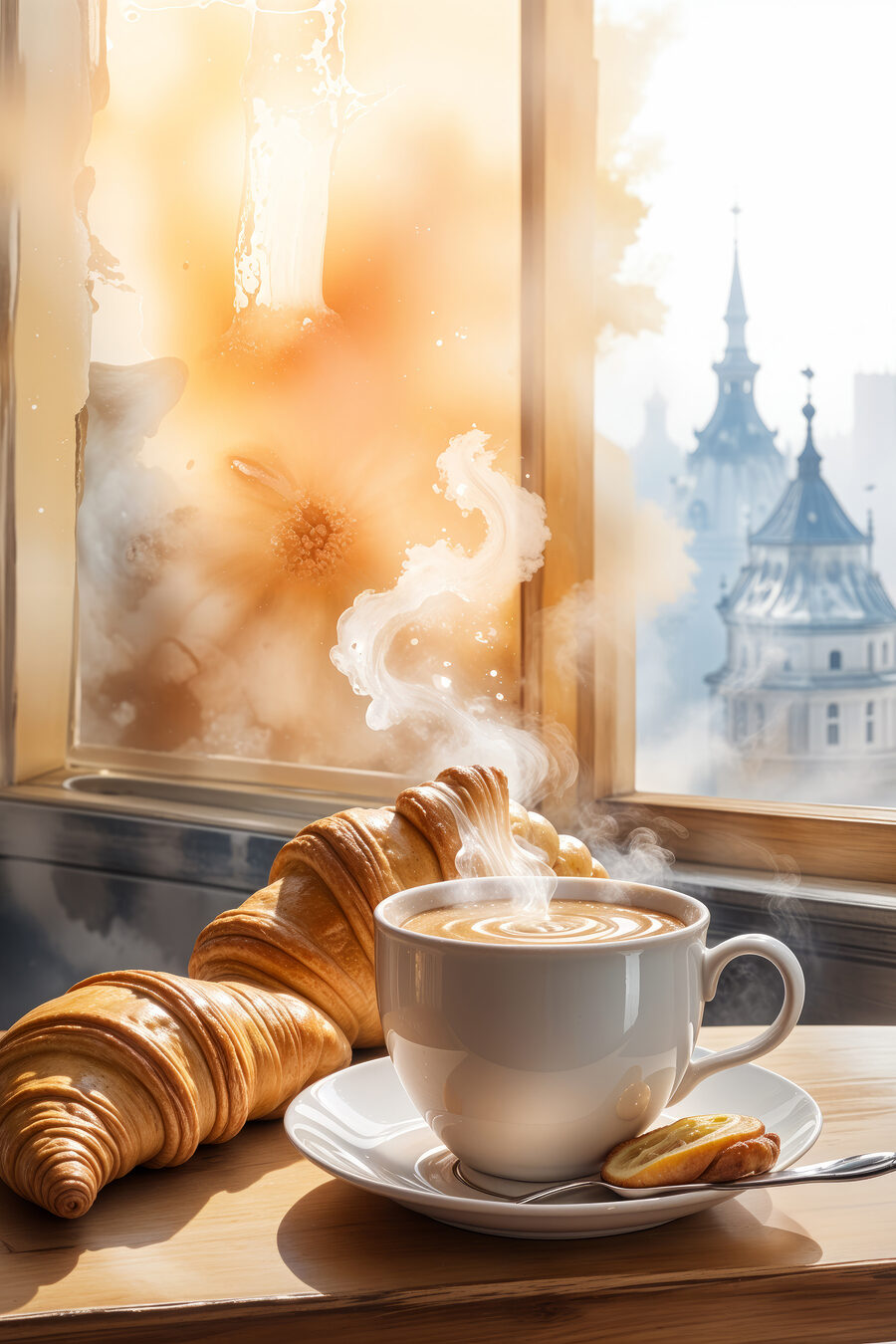 Croissant a ranná káva — celý dizajn