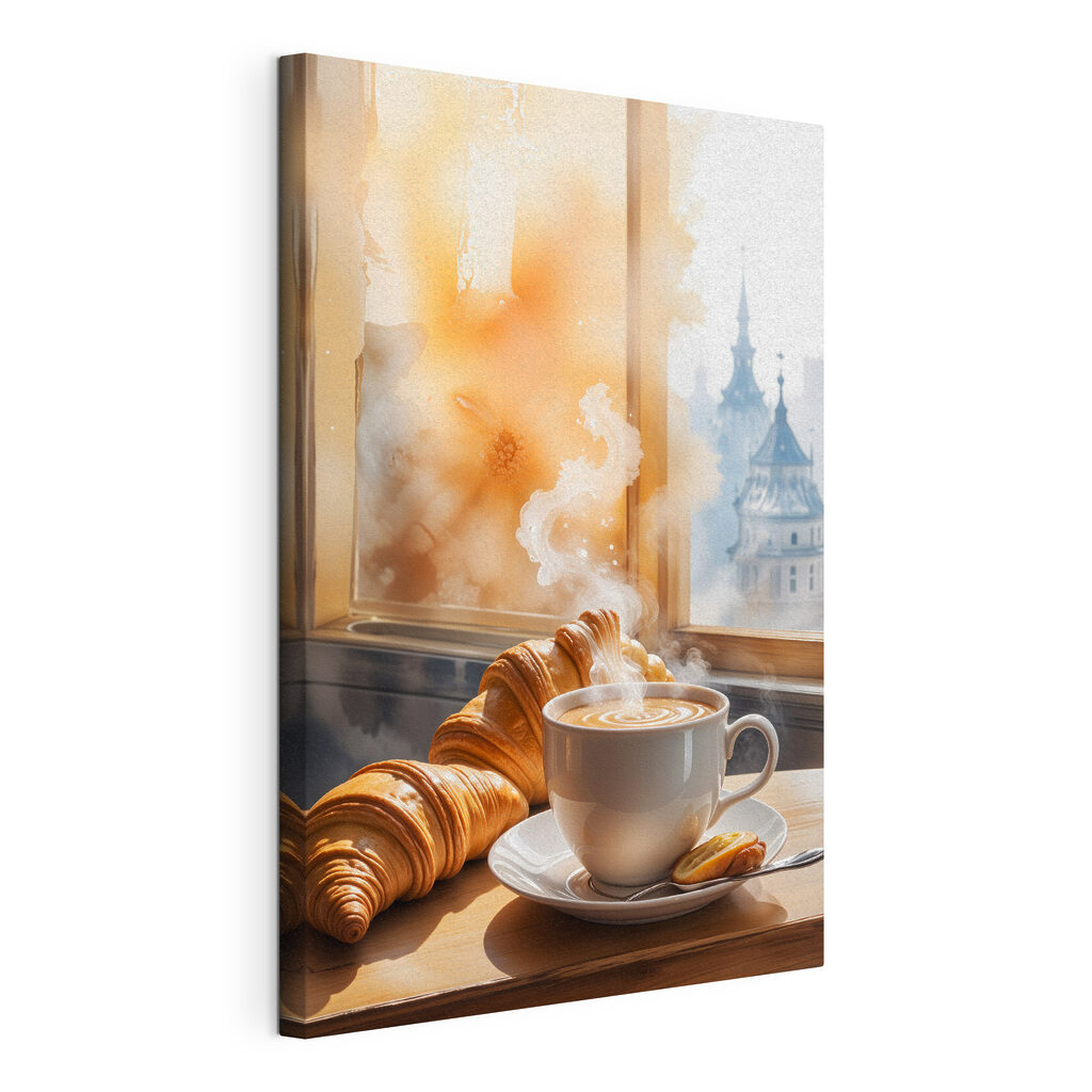 Croissant a ranná káva — pohľad na tovar