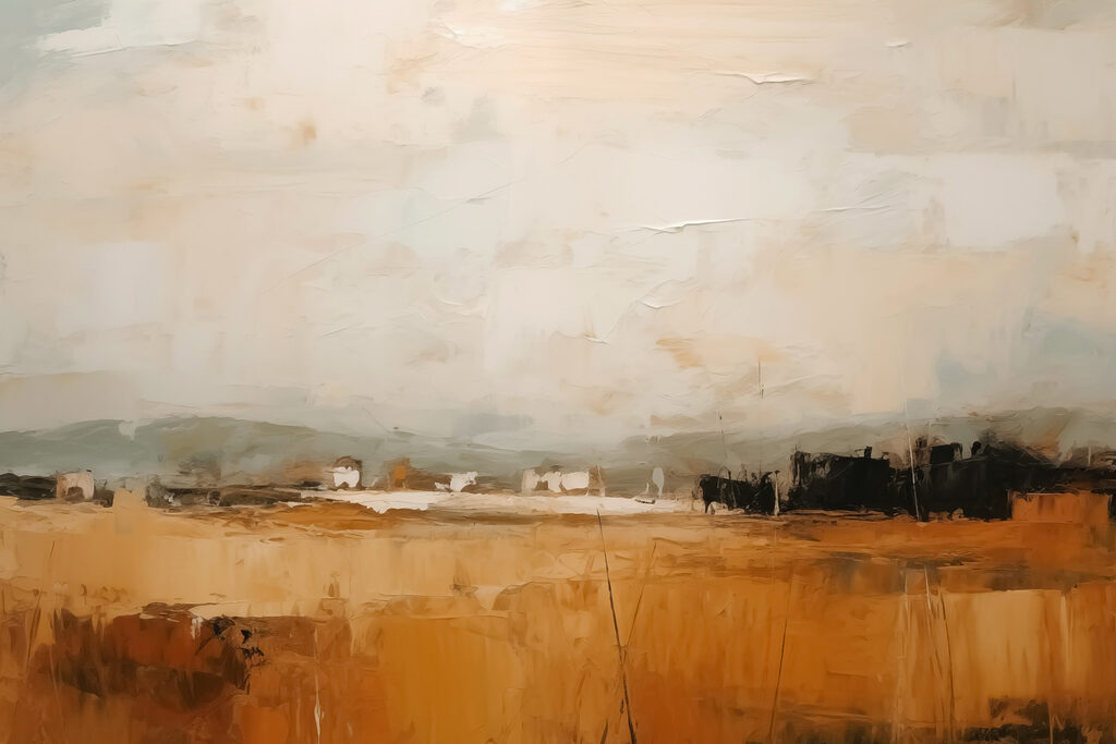Horizont nad okrovými poľami — celý dizajn