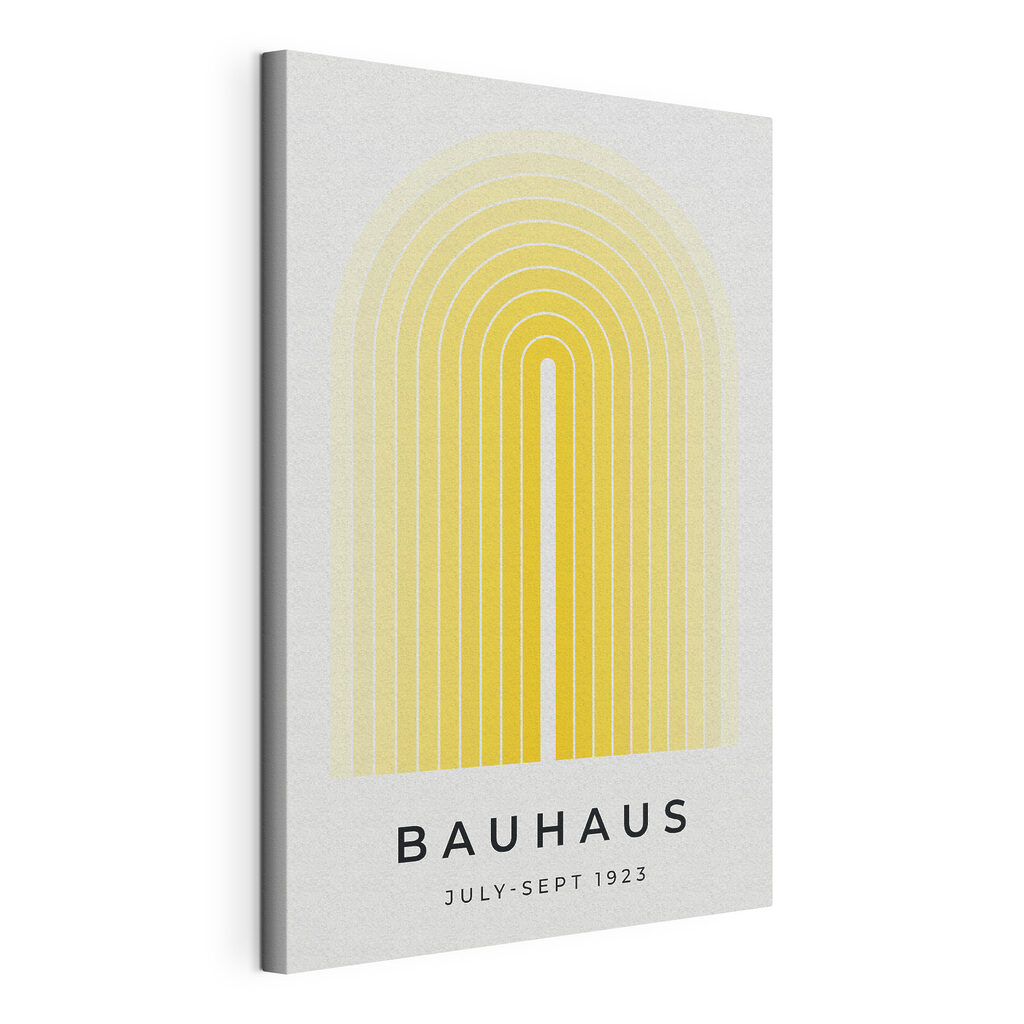 Žlté oblúky Bauhaus: napnuté plátno a obtočený okraj