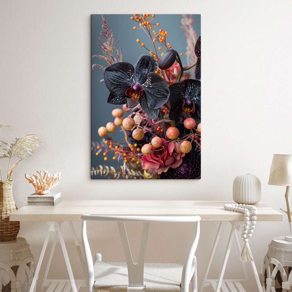 Čierna orchidea medzi bobuľami — interiér 3