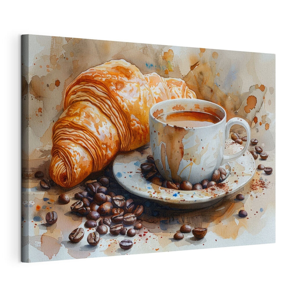 Croissant s kávou: napnuté plátno a obtočený okraj