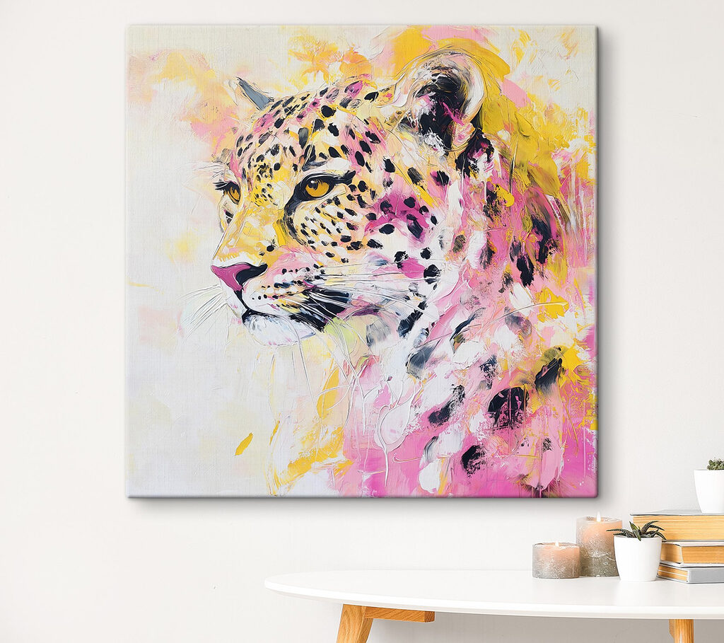 Leopard medzi akvarelovými škvrnami — interiér 2