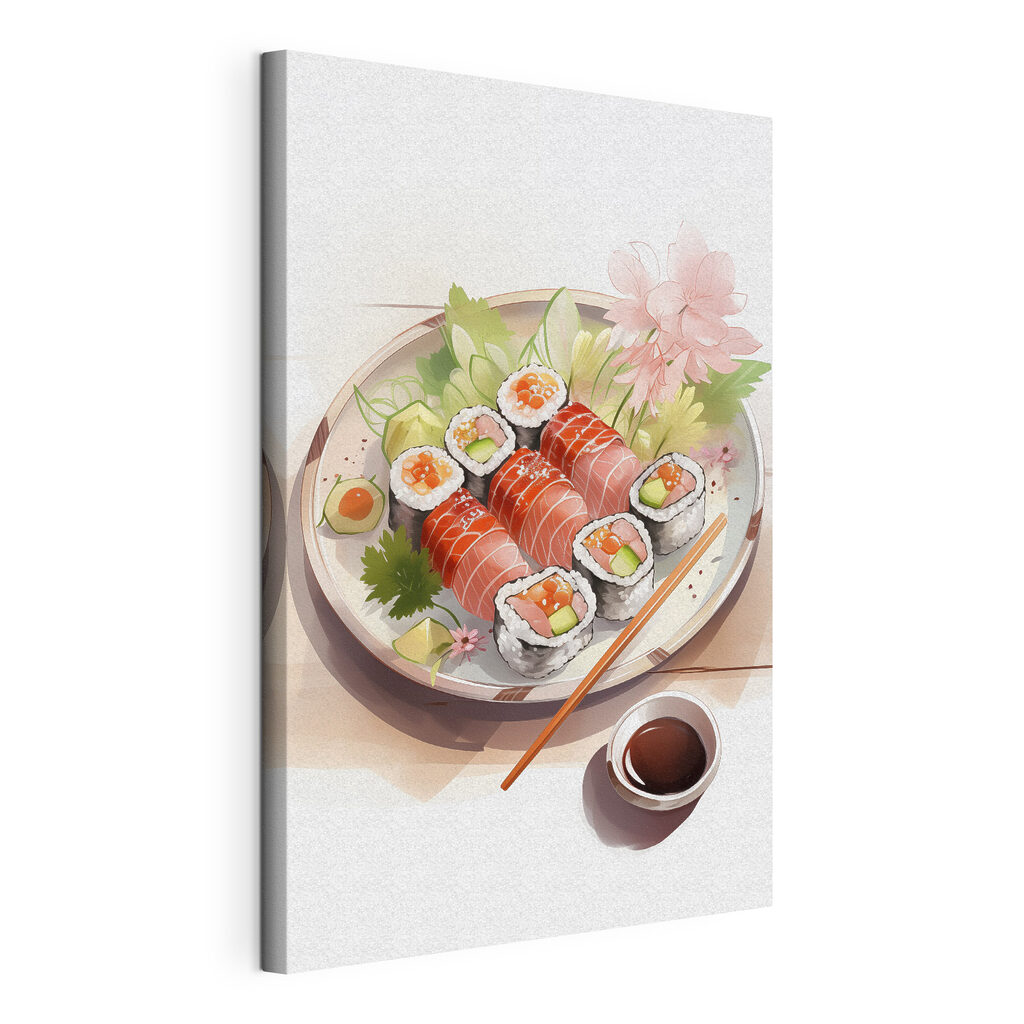 Sushi pod kvitnúcou vetvou: napnuté plátno a obtočený okraj