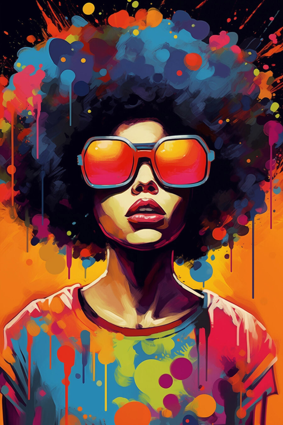 Afro portrét plný farieb — celý dizajn