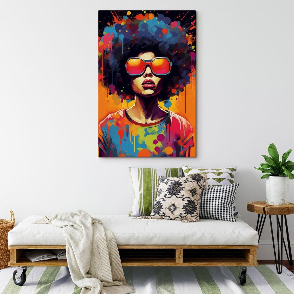 Afro portrét plný farieb — interiér 1