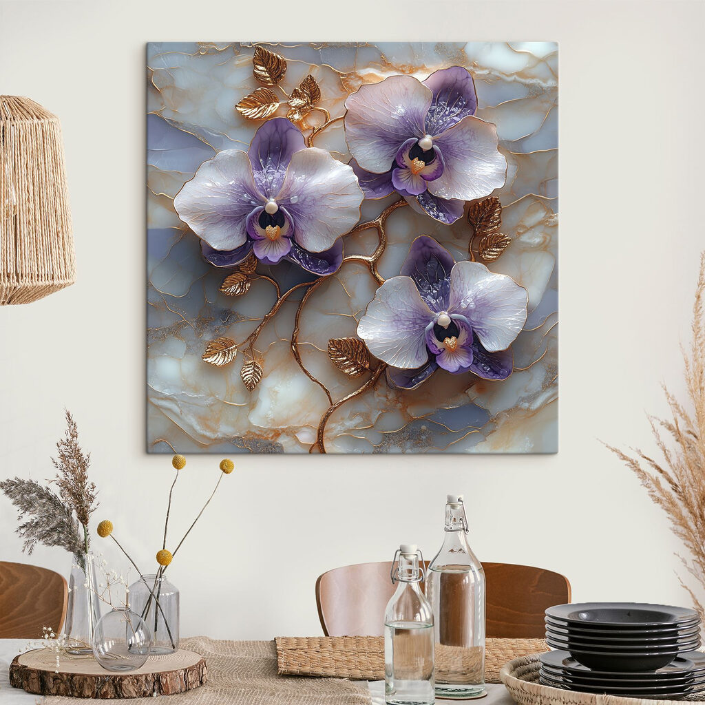 Fialové orchidey — interiér 1