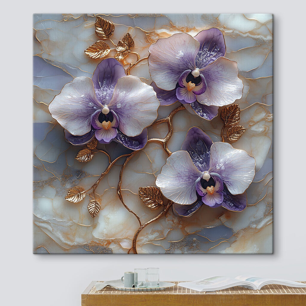 Fialové orchidey — interiér 3