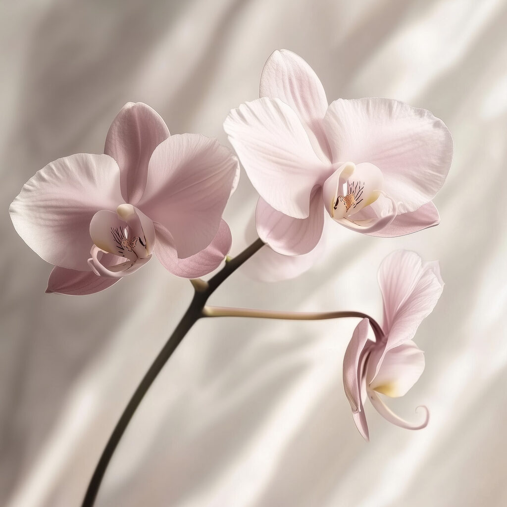 Ružová orchidea na záhyboch — celý dizajn