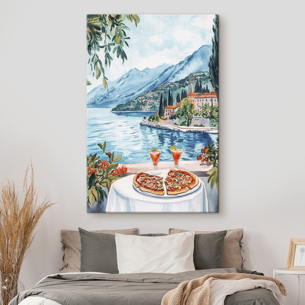 Pizza pri dedinskom jazere v interiéri