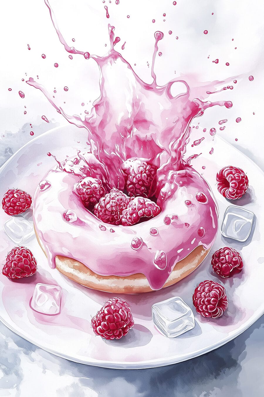 Malinový donut so striekancami — celý dizajn