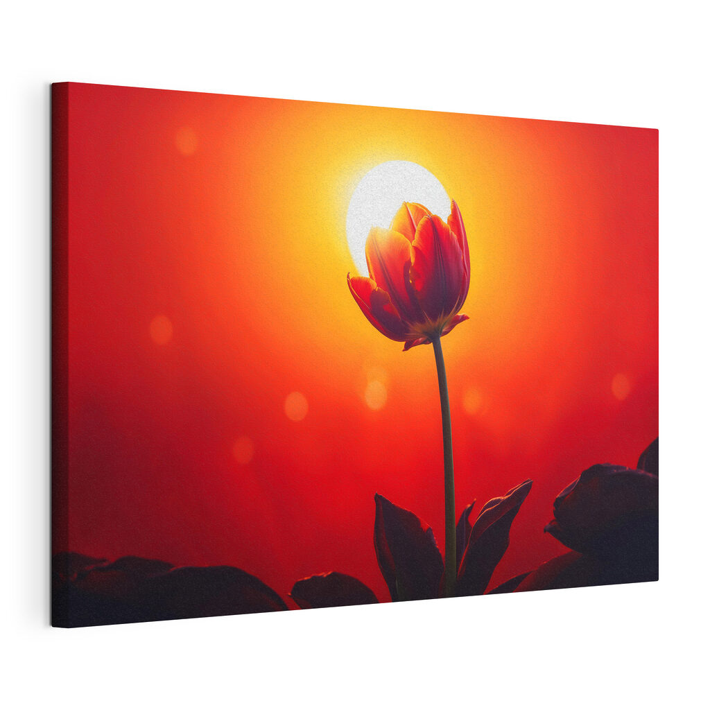 Červený tulipán pred slnkom — pohľad na tovar