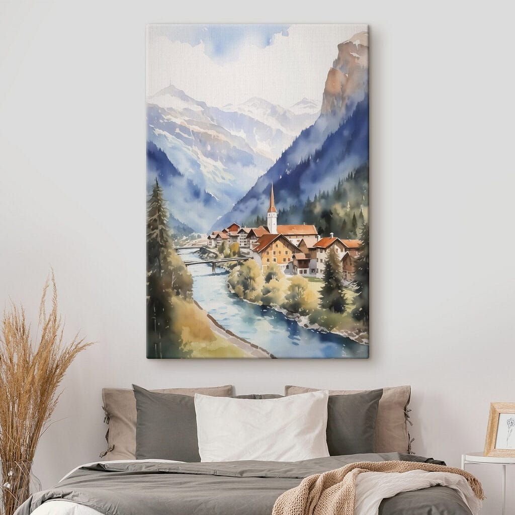 Alpská dedina pri rieke — interiér 2