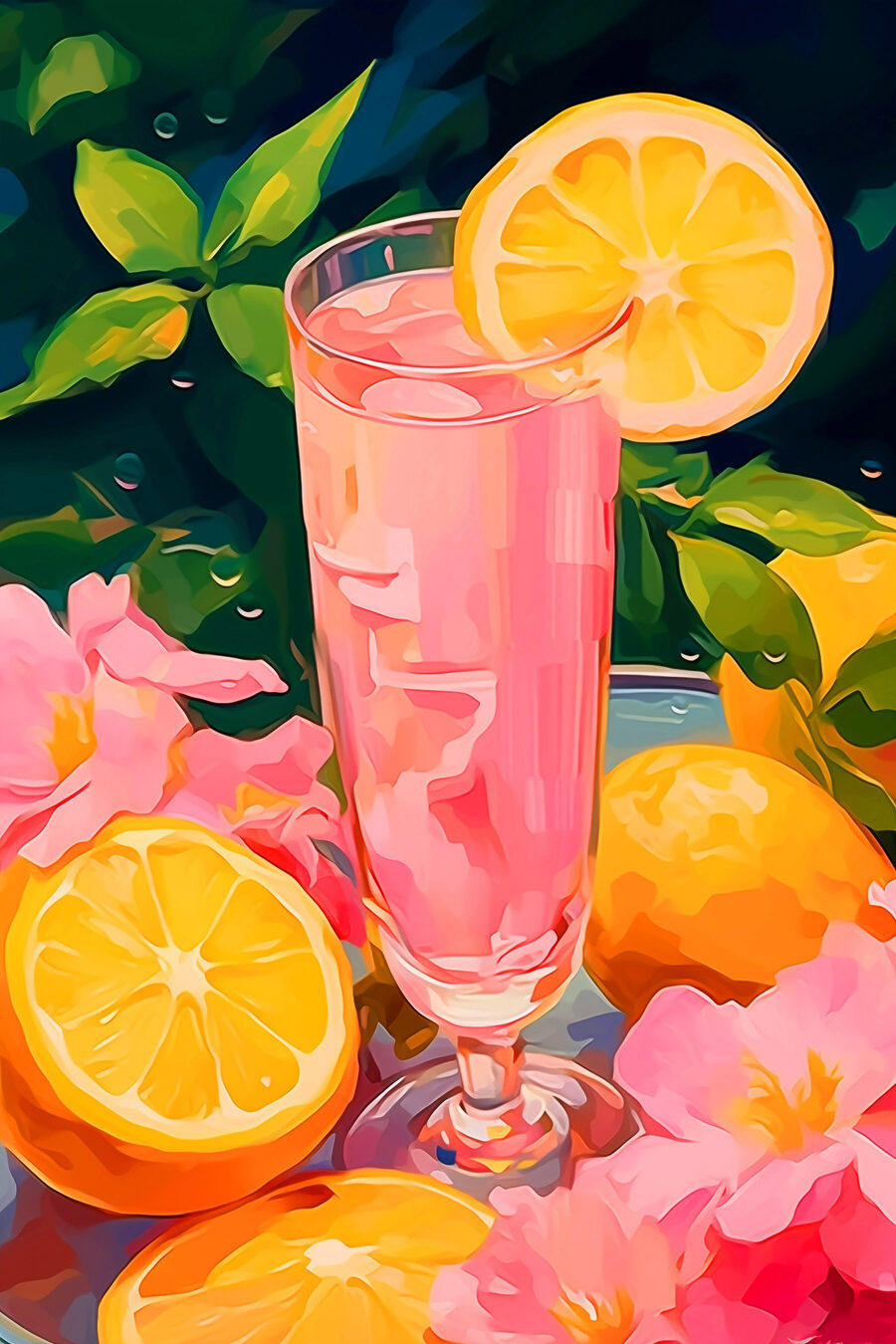 Ružový citrusový nápoj — celý dizajn