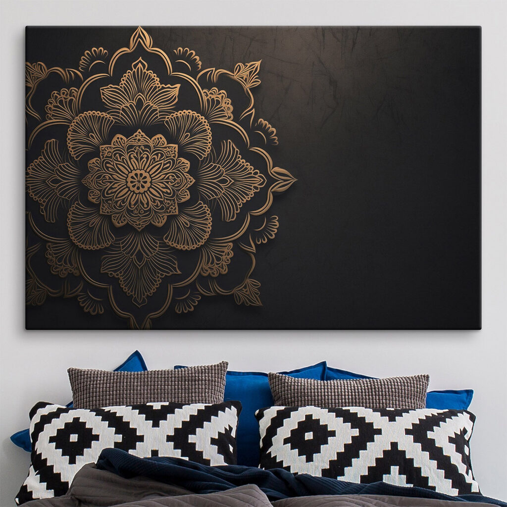 Zlatá mandala na čiernom — interiér 1