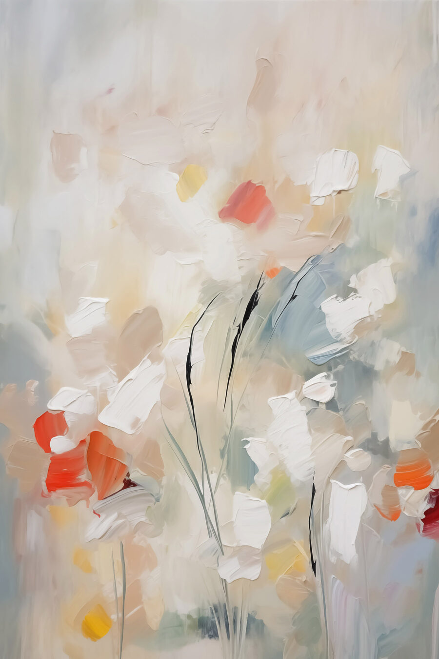 Kvety v bledých ťahoch — celý dizajn