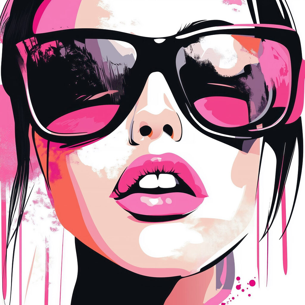 Ružový pop-art portrét — celý dizajn