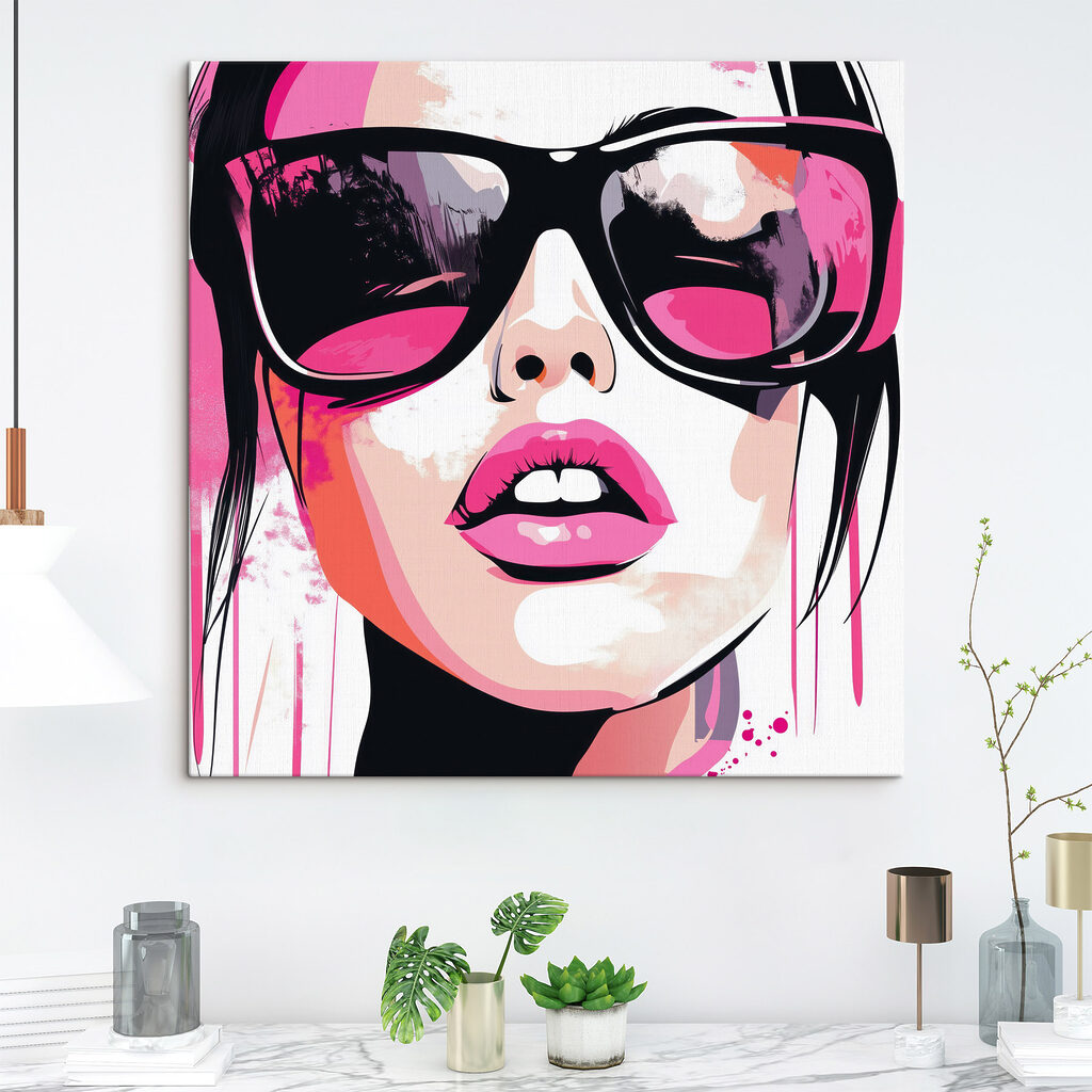 Ružový pop-art portrét — interiér 2