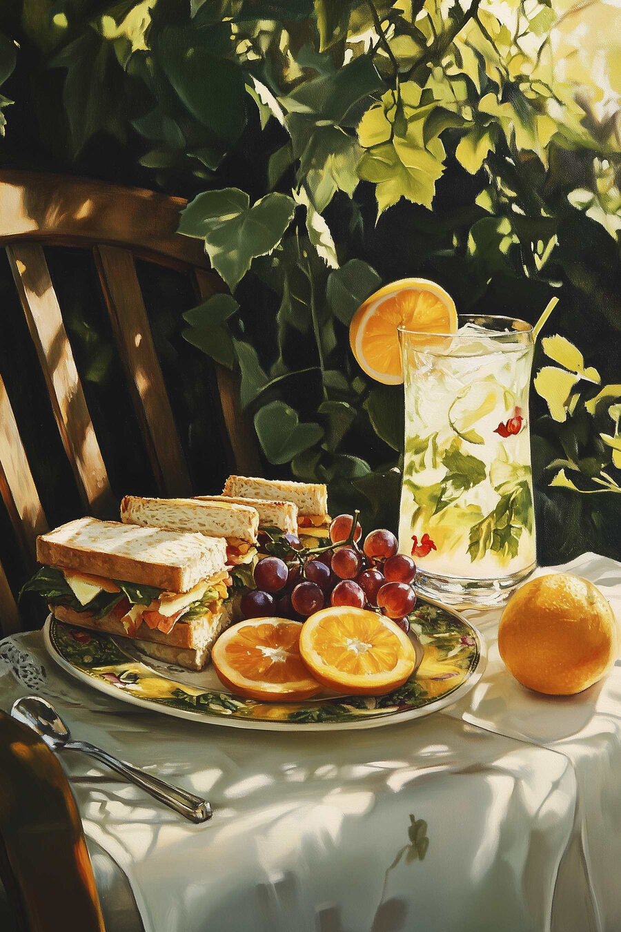 Záhradný obed s citrusom — celý dizajn