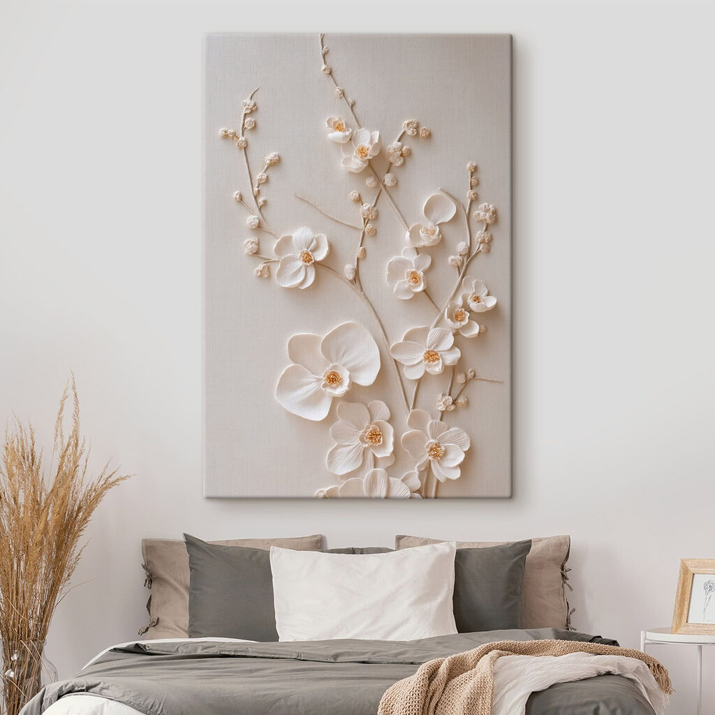 Biele orchidey pri stonkách — interiér 1