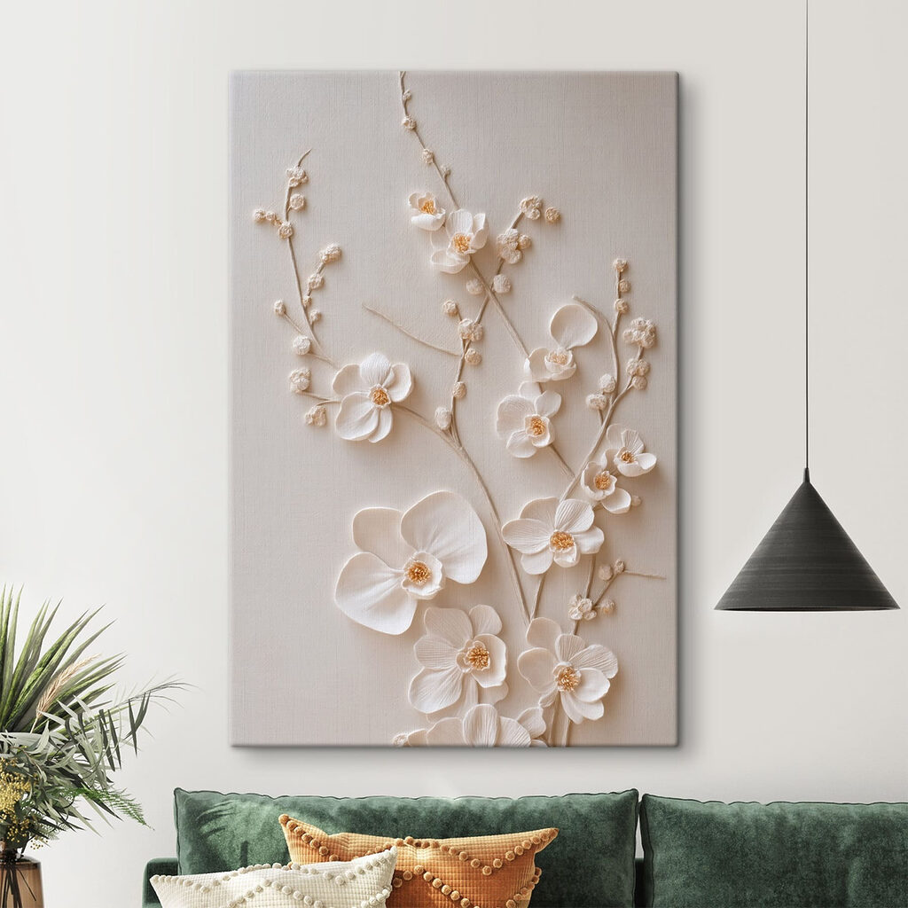 Biele orchidey pri stonkách — interiér 2