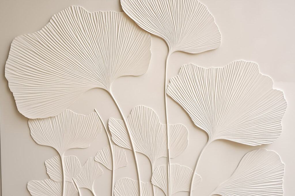 Biele ginkgo listy — celý dizajn