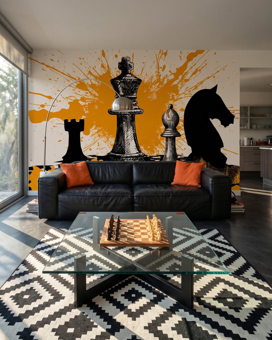 Šach so žltými škvrnami v interiéri