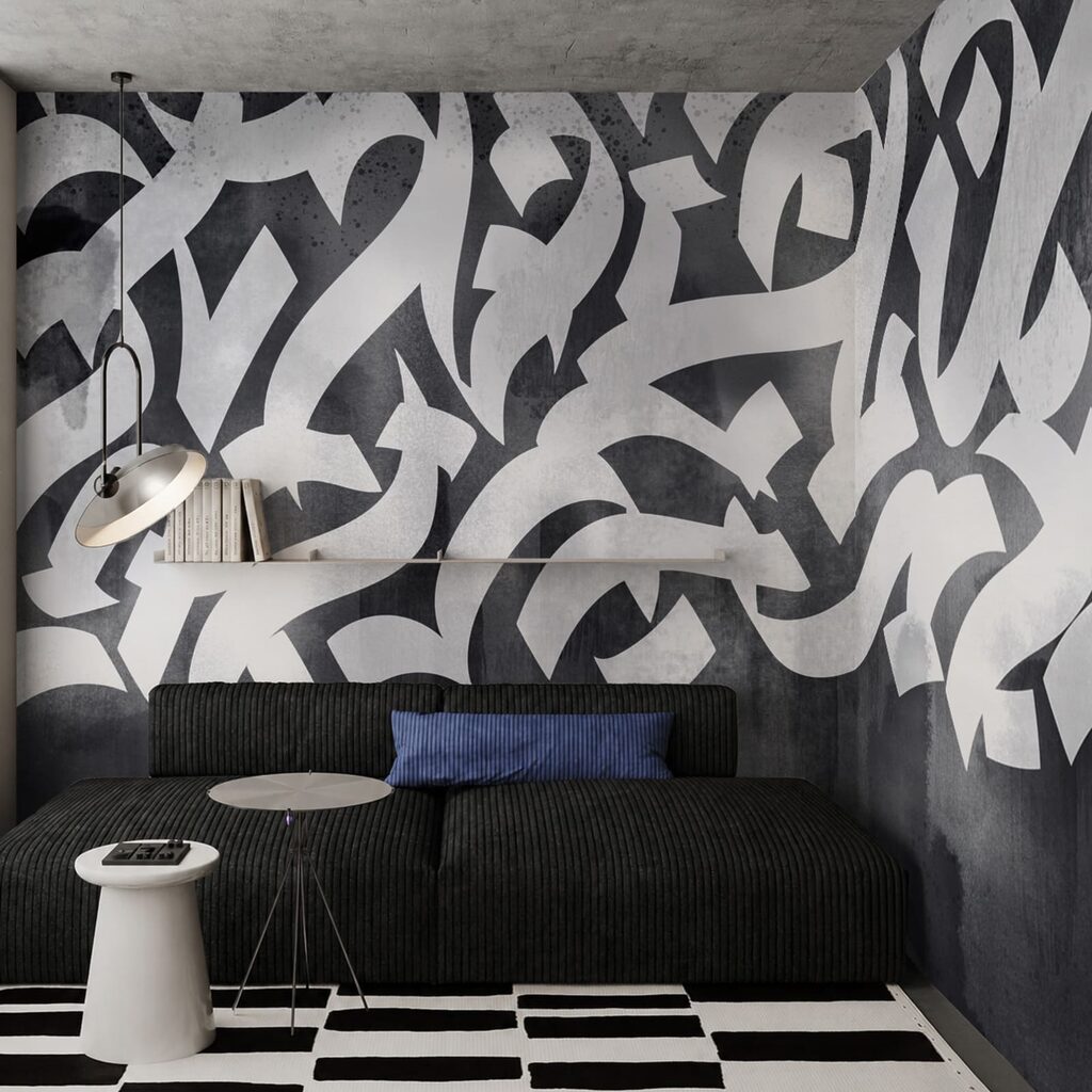 Hranaté graffiti písmená — interiér 2