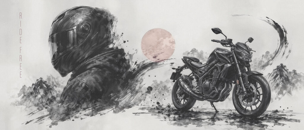 Motorka a prilba — celý dizajn