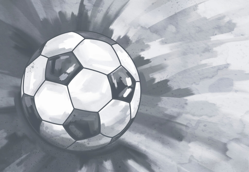 Futbal v striekanej farbe — celý dizajn